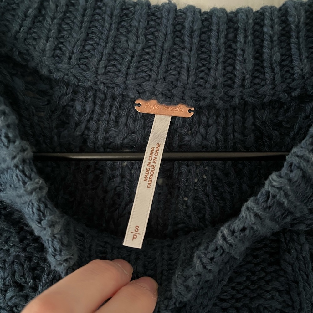 Free People Deep Blue Cable Sweater - Picture 2 of 3
